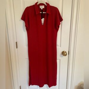 Red Collared Knit Dress